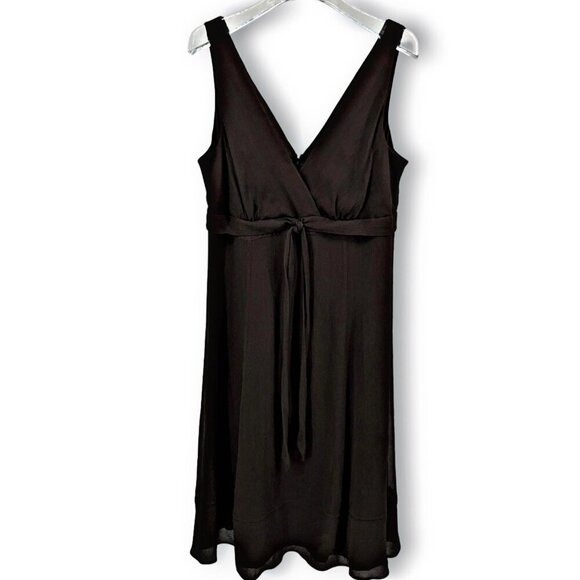 J.CREW Dresses & Skirts - J. Crew Brown Silk V-neck Empire Waist Tie Silk Dress Women's Size 12